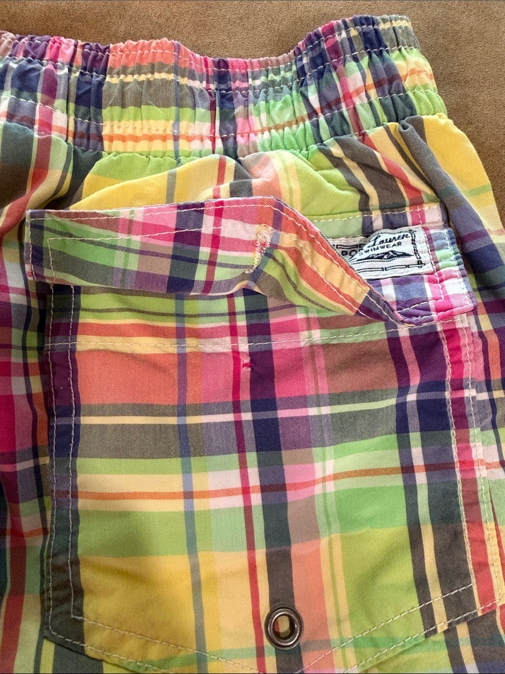 Polo by Ralph Lauren Yellow Multi Plaid Swim Trunks - Picture 5 of 5
